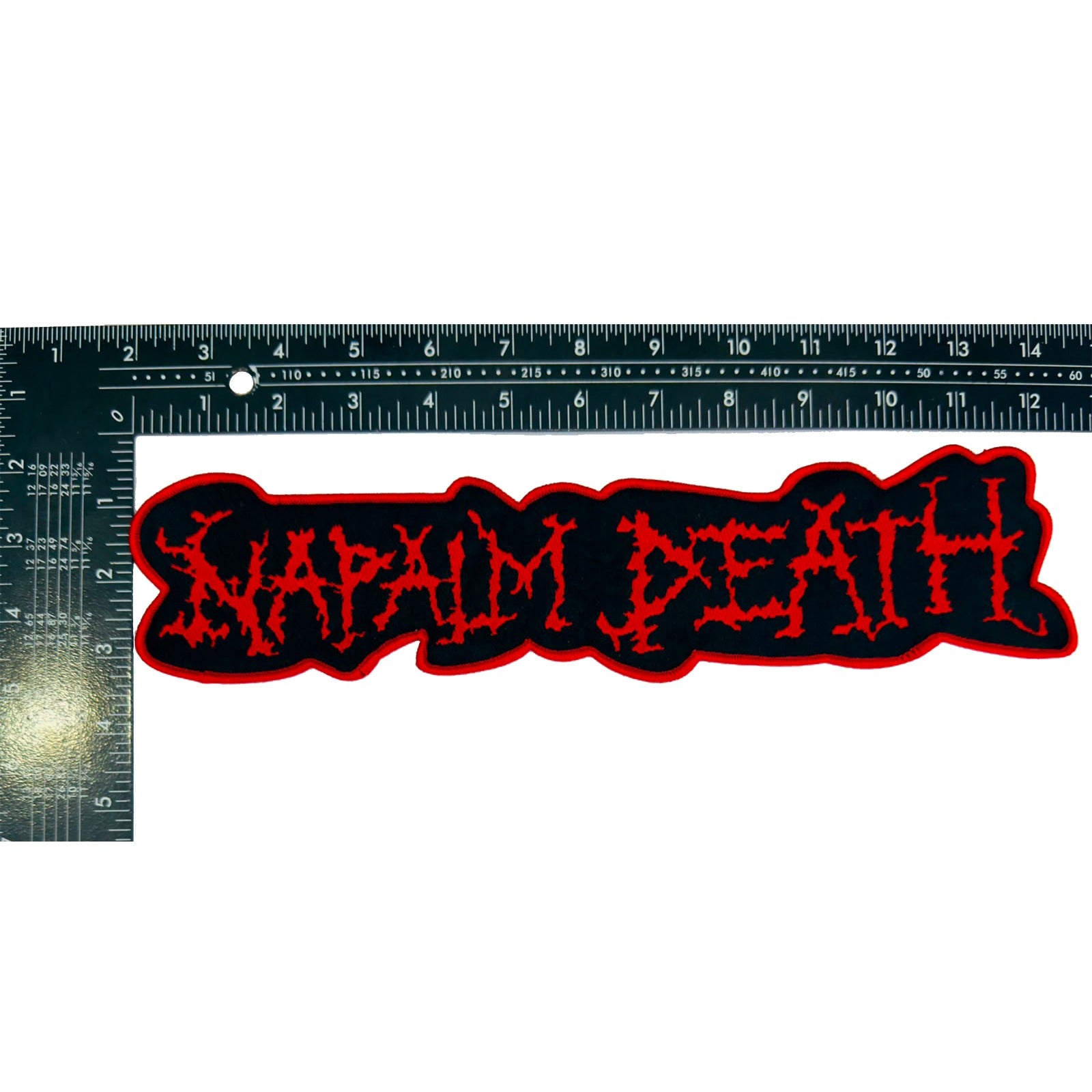 napalm-death-logo-rouge-cusson-tiss-oversize-bordure-noire image 5