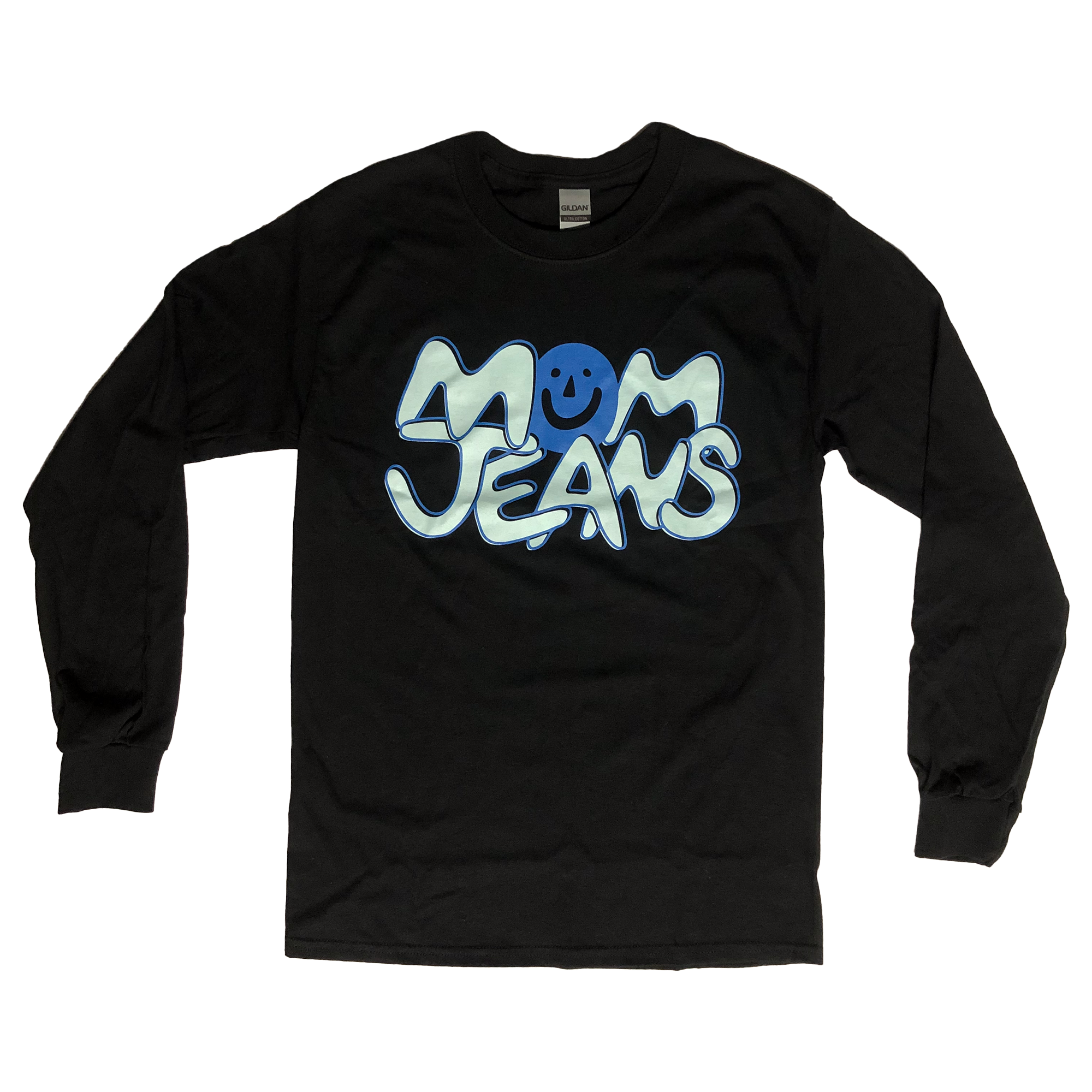 mom-jeans-smiley-manche-longue-pull-coton-unisexe-noir image 1