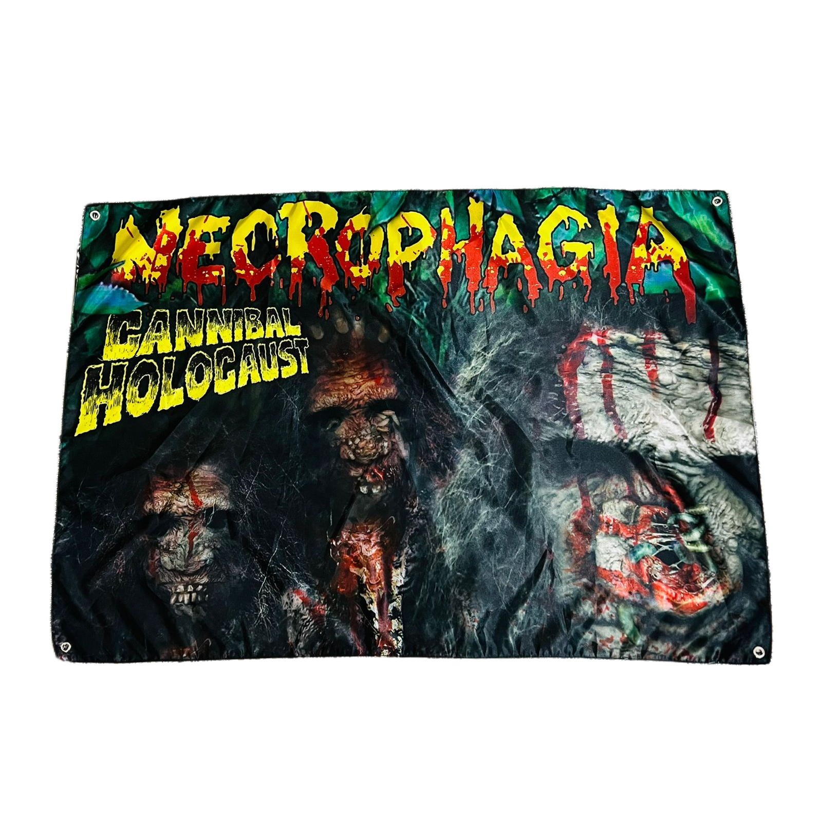 necrophagia-cannibal-holocaust-drapeau-tissu-100x70-cm image 1