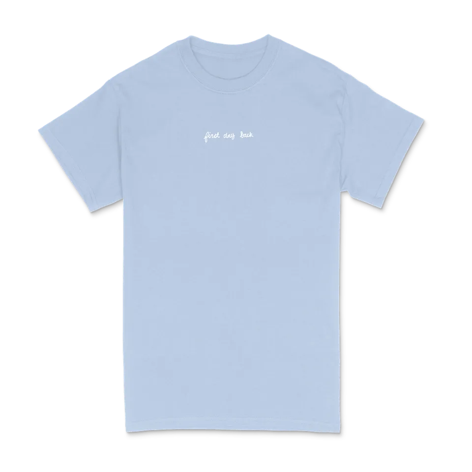 first-day-back-t-shirt-brod-bleu-clair-coton-emo image 1