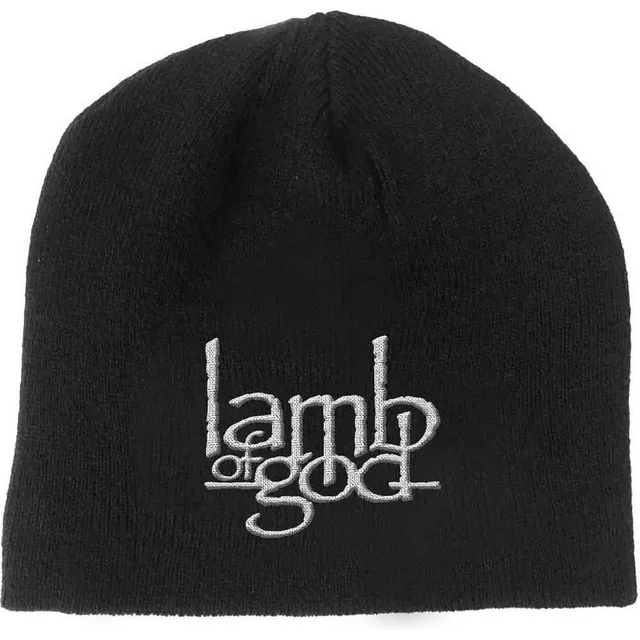 lamb-of-god-logo-bonnet-beanie-brod-noir image 1