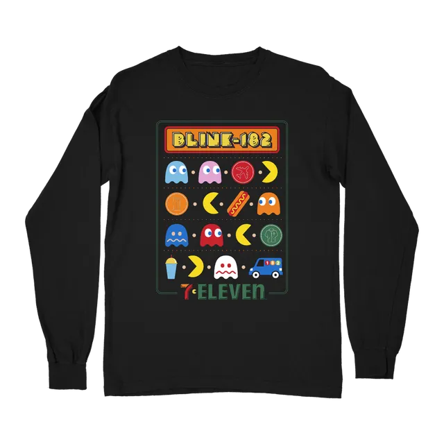 blink-182-pac-man-7-eleven-t-shirt-manche-longue-noir image 1