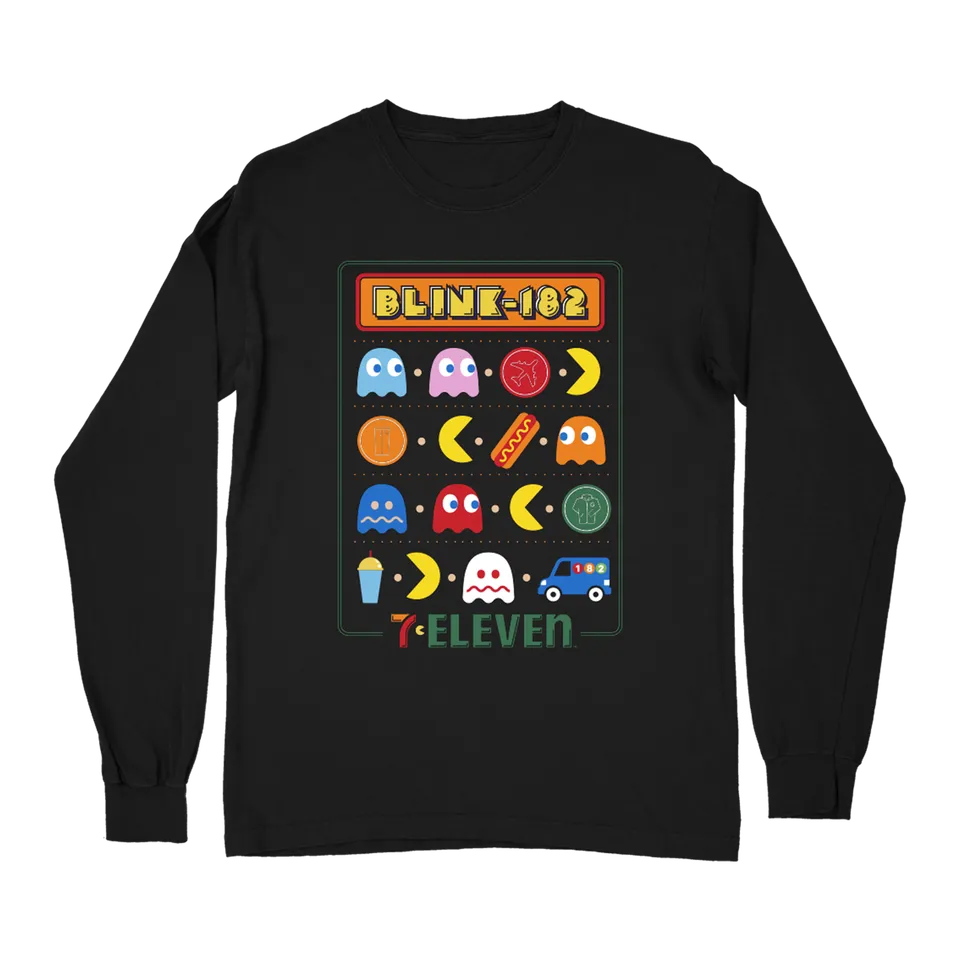 blink-182-pac-man-7-eleven-t-shirt-manche-longue-noir image 1