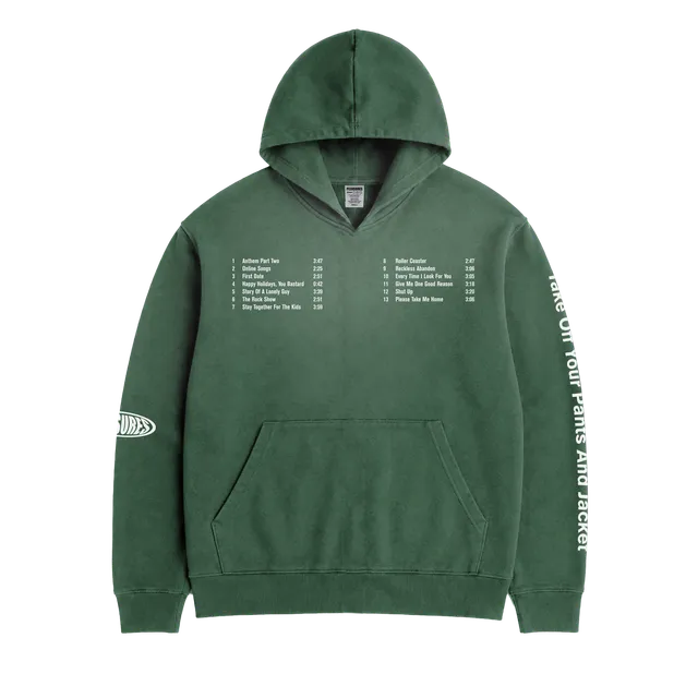 blink-182-pleasures-oval-tracklist-hoodie-vert-taille-l image 1