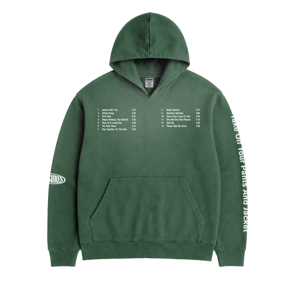 blink-182-pleasures-oval-tracklist-hoodie-vert-taille-l image 1