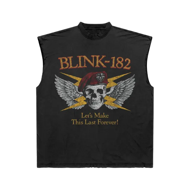 blink-182-travis-skull-bolt-muscle-tee-d-bardeur-noir image 1