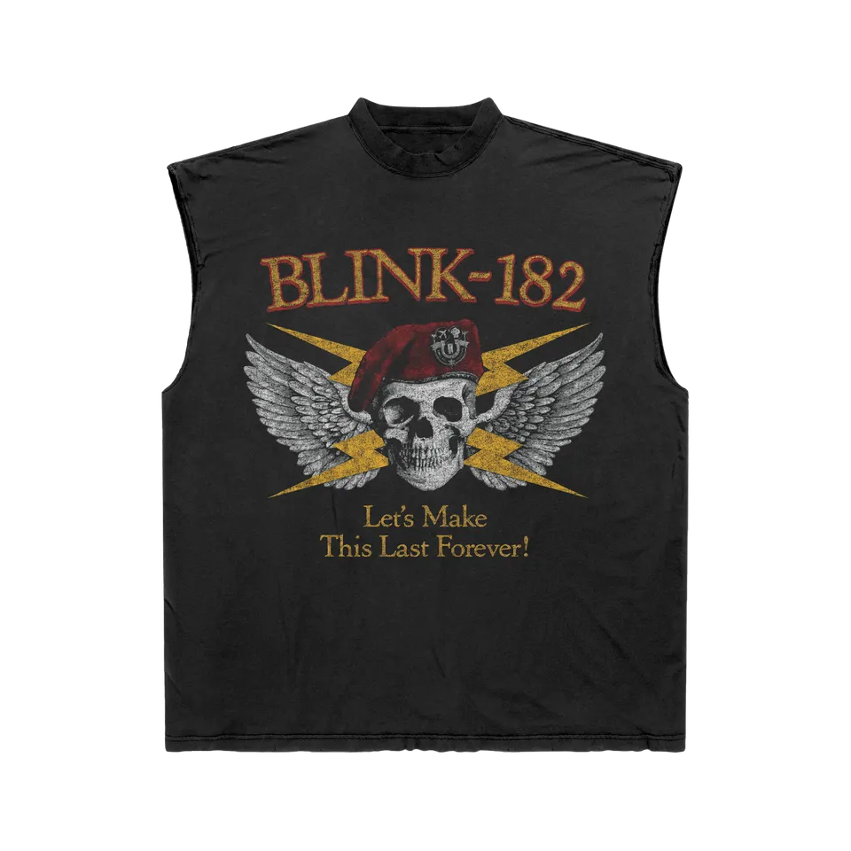 blink-182-travis-skull-bolt-muscle-tee-d-bardeur-noir image 1
