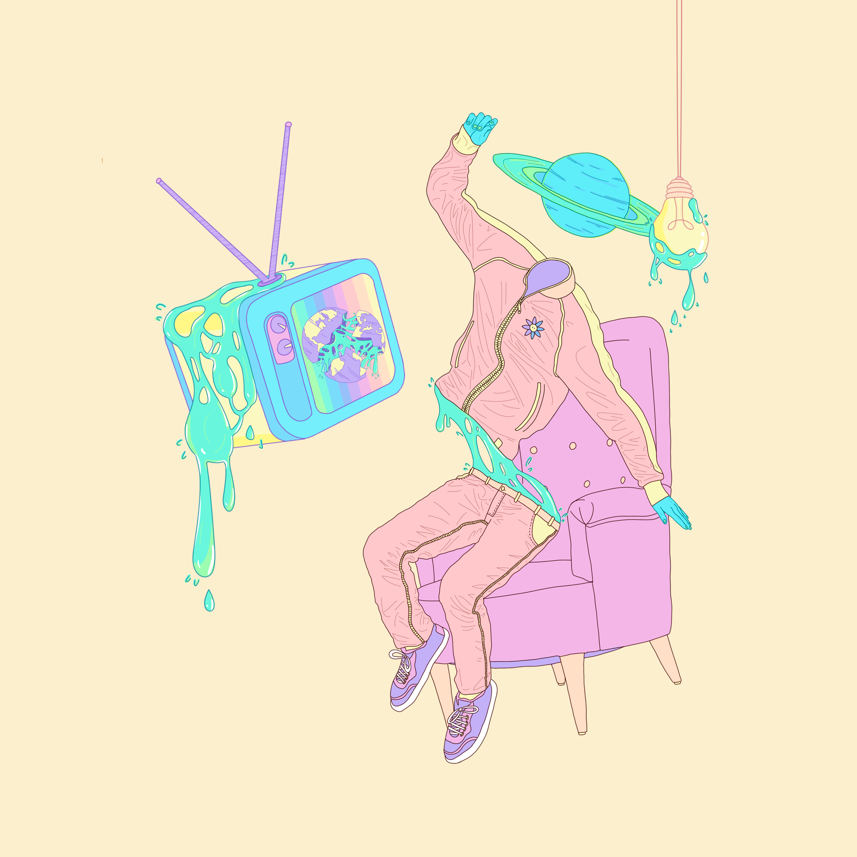counter-intuitive-kicksie-slouch-vinyle-cr-me-splatter image 1