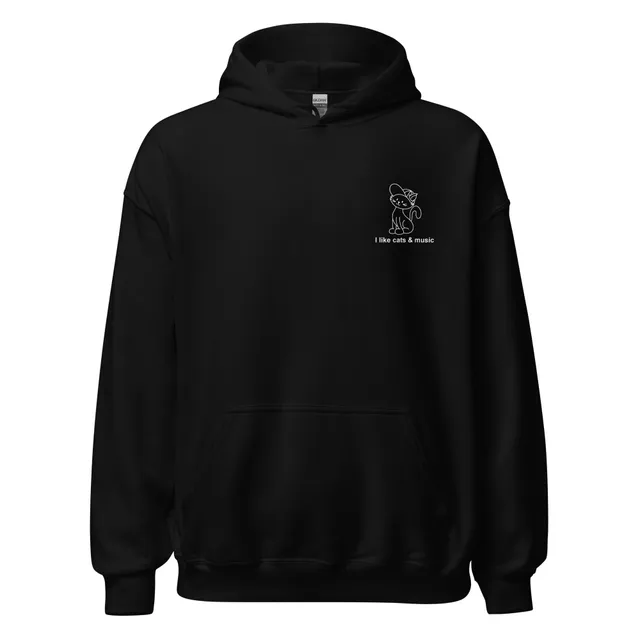 i-like-cats-music-hoodie-sweat-capuche-noir-taille-l image 1