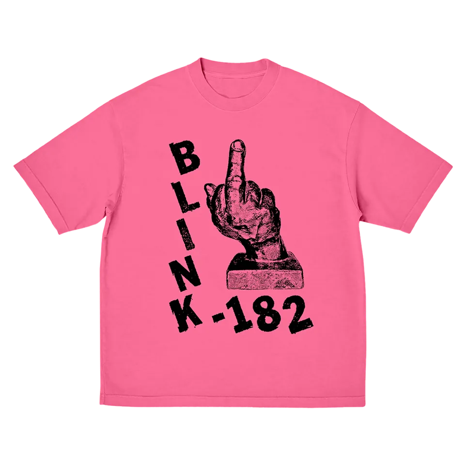 blink-182-pink-middle-finger-t-shirt-rose image 1