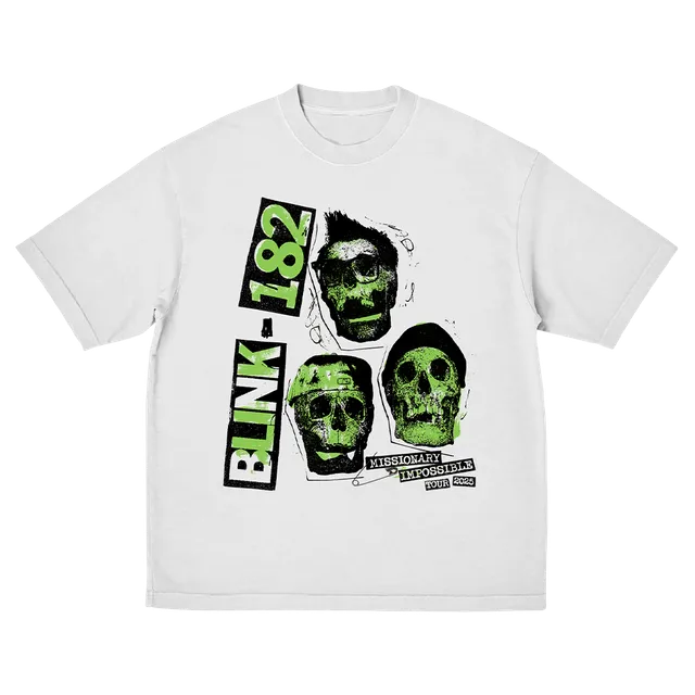 blink-182-white-skull-2025-tour-t-shirt-blanc-taille-m image 1