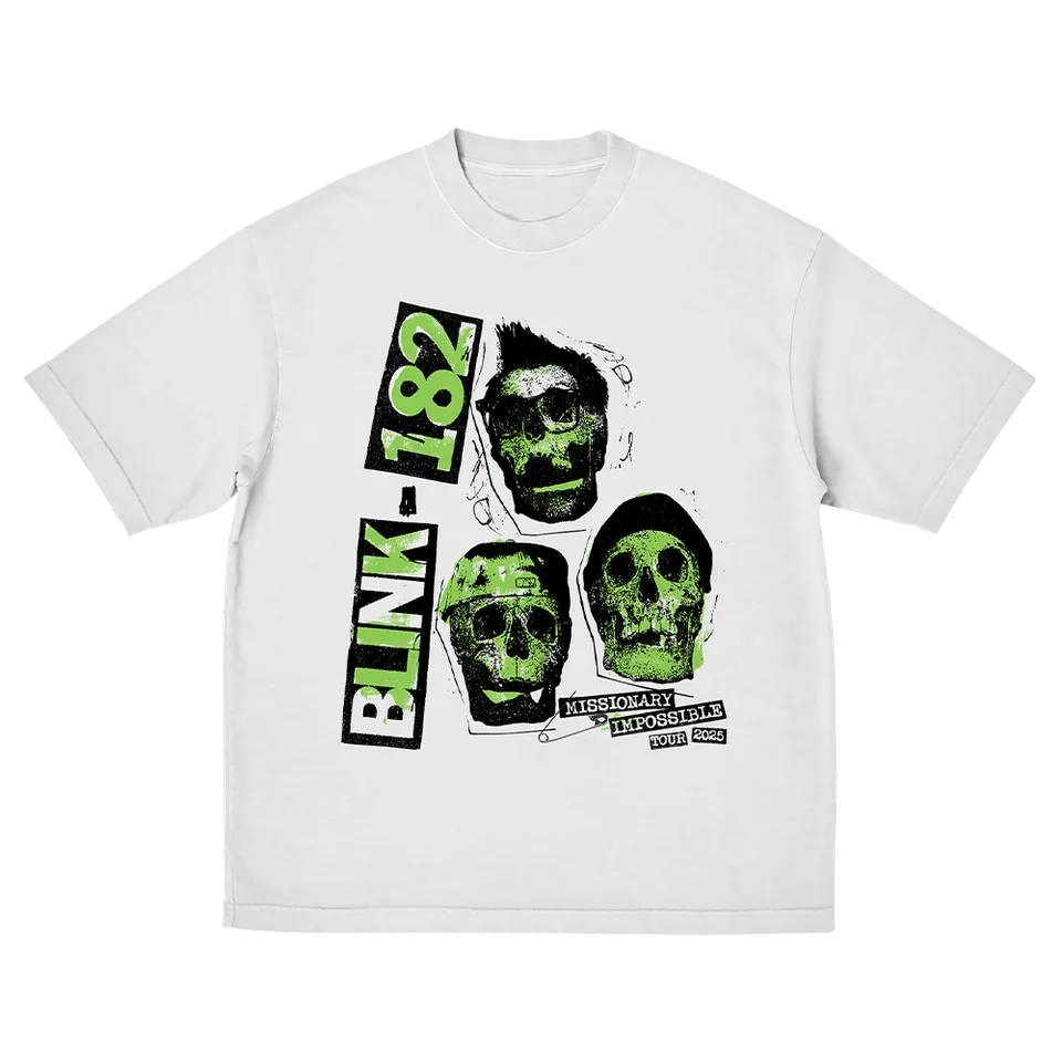blink-182-white-skull-2025-tour-t-shirt-blanc-taille-m image 1