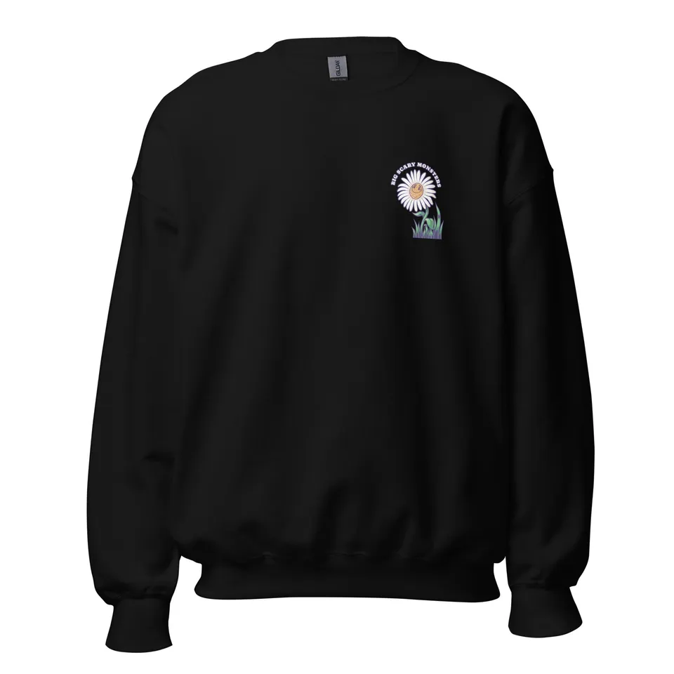 big-scary-monsters-daisy-sweatshirt-noir-poche-marguerite image 1