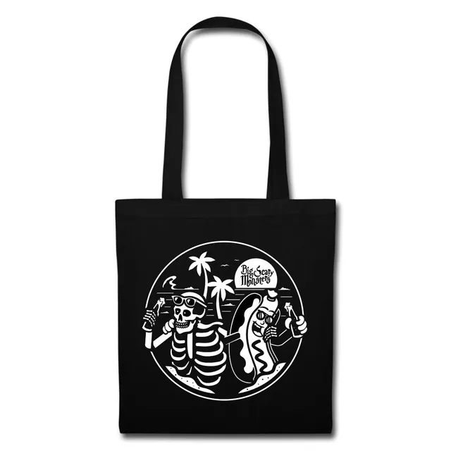 big-scary-monsters-skeleton-hot-dog-tote-bag-sac-disques image 1