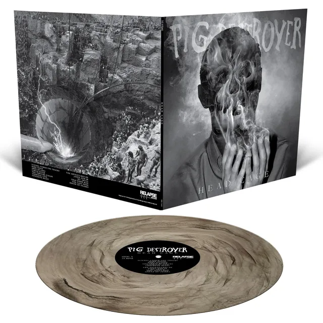 pig-destroyer-head-cage-vinyle-lp-transparent-fum-noir image 1