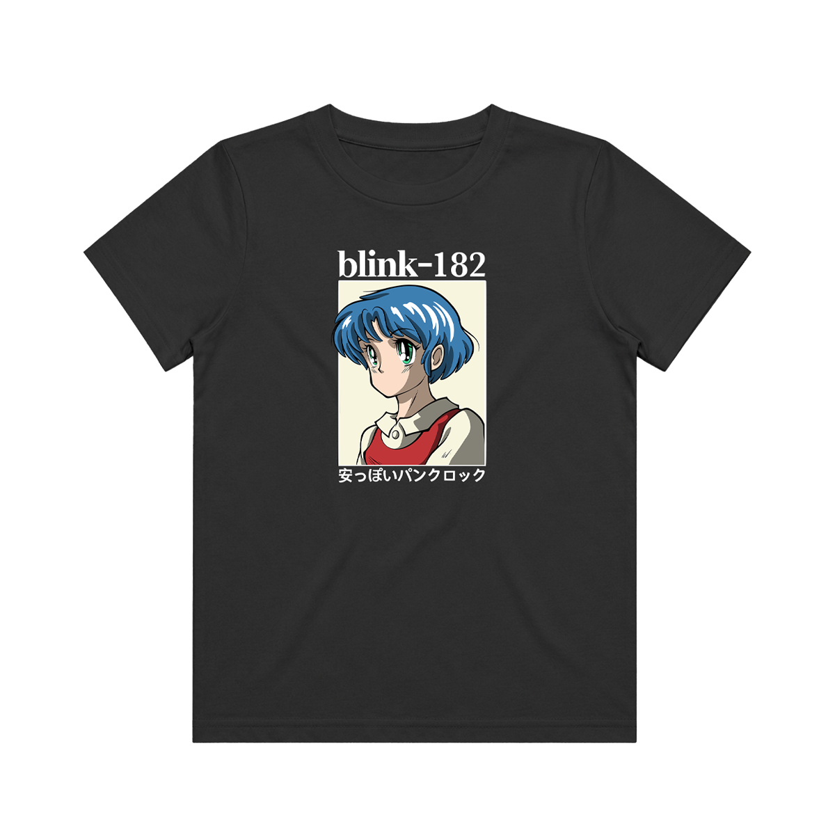 blink-182-anime-cheap-punk-rock-t-shirt-noir-graphique image 1