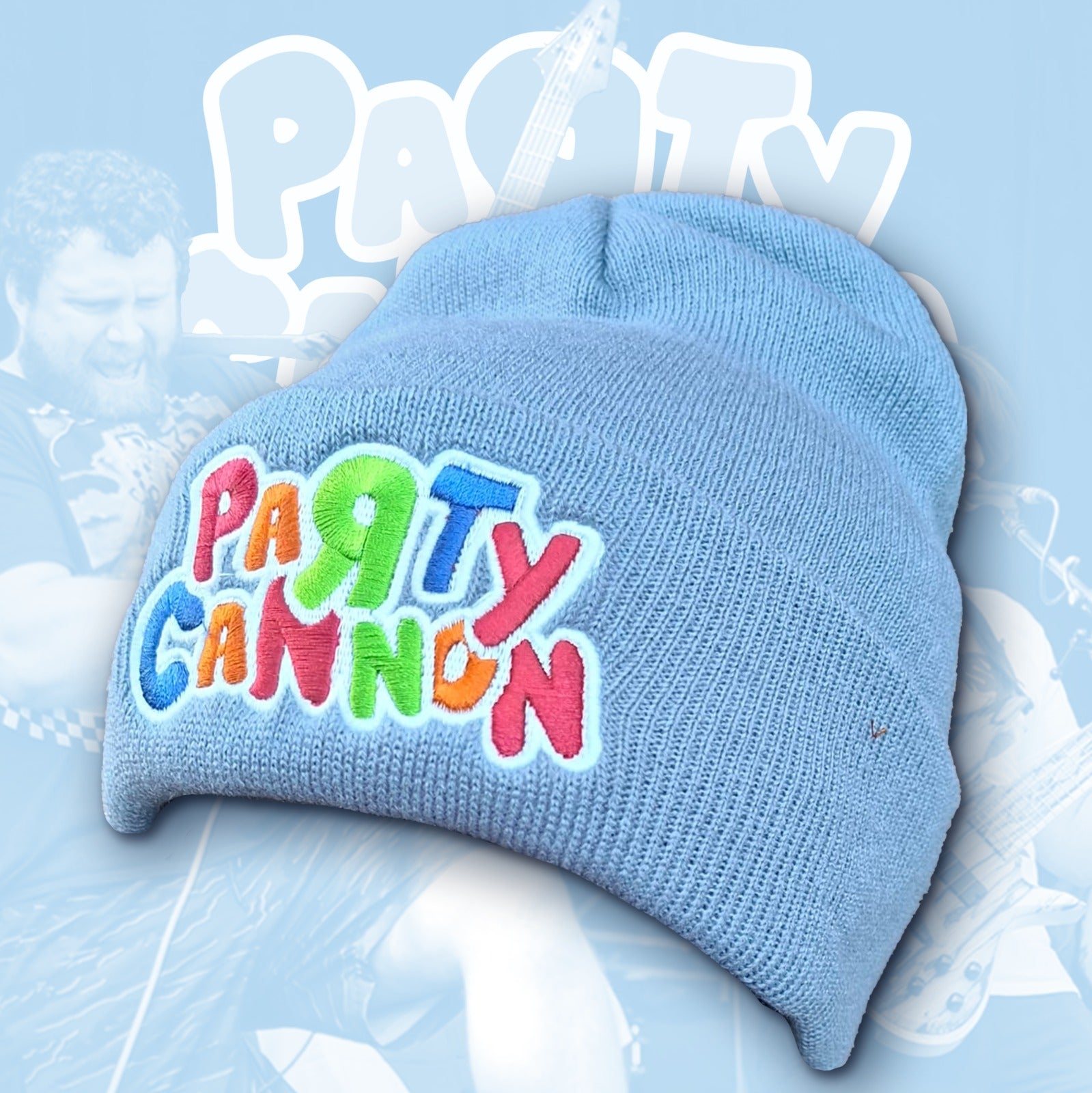 party-cannon-logo-bonnet-beanie-gris-clair-phosphorescent image 1