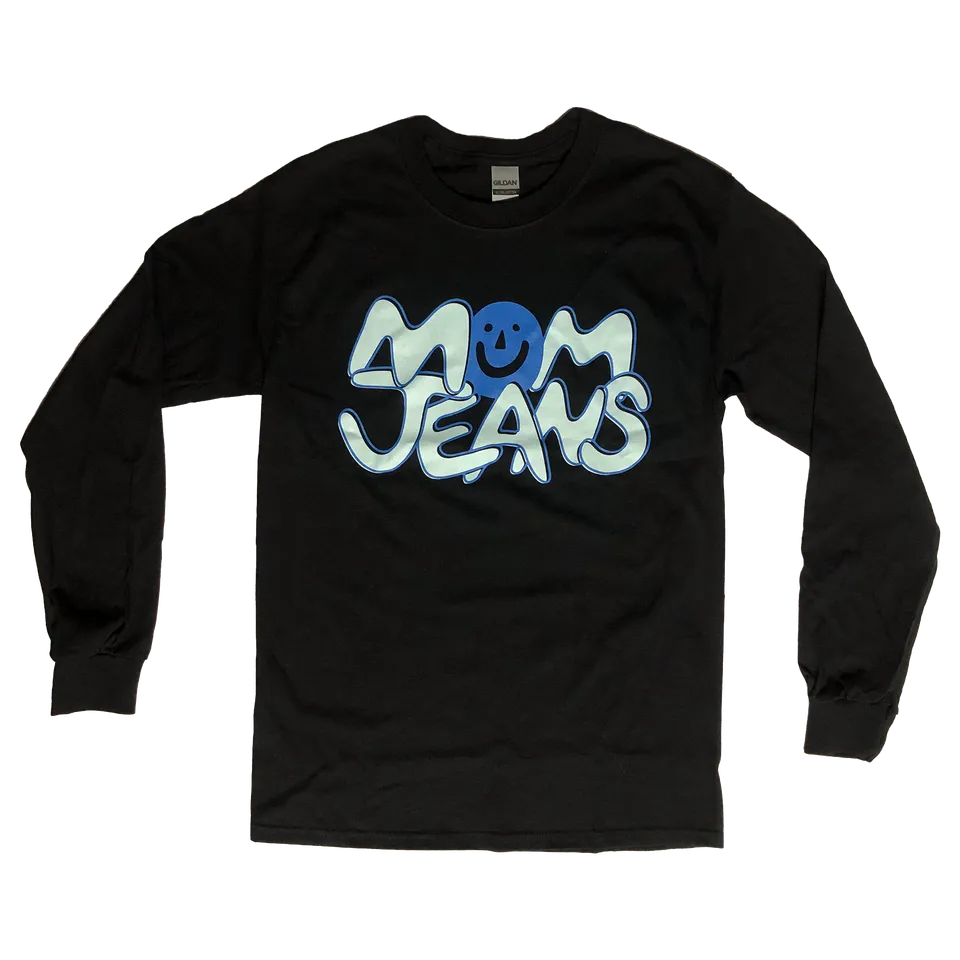 mom-jeans-smiley-manche-longue-pull-coton-unisexe-noir image 1