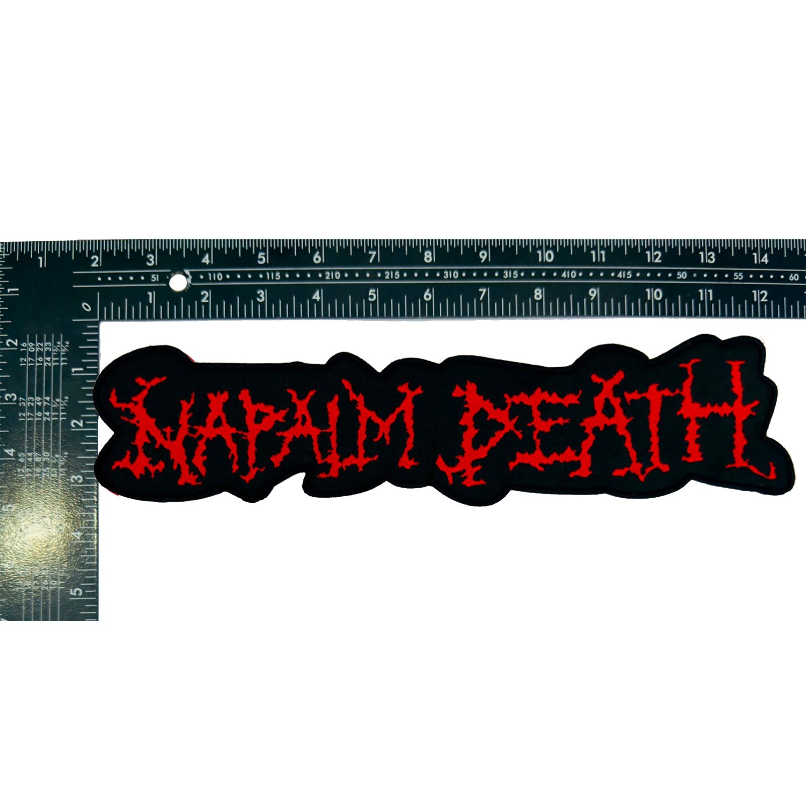 napalm-death-logo-rouge-cusson-tiss-oversize-bordure-noire image 3