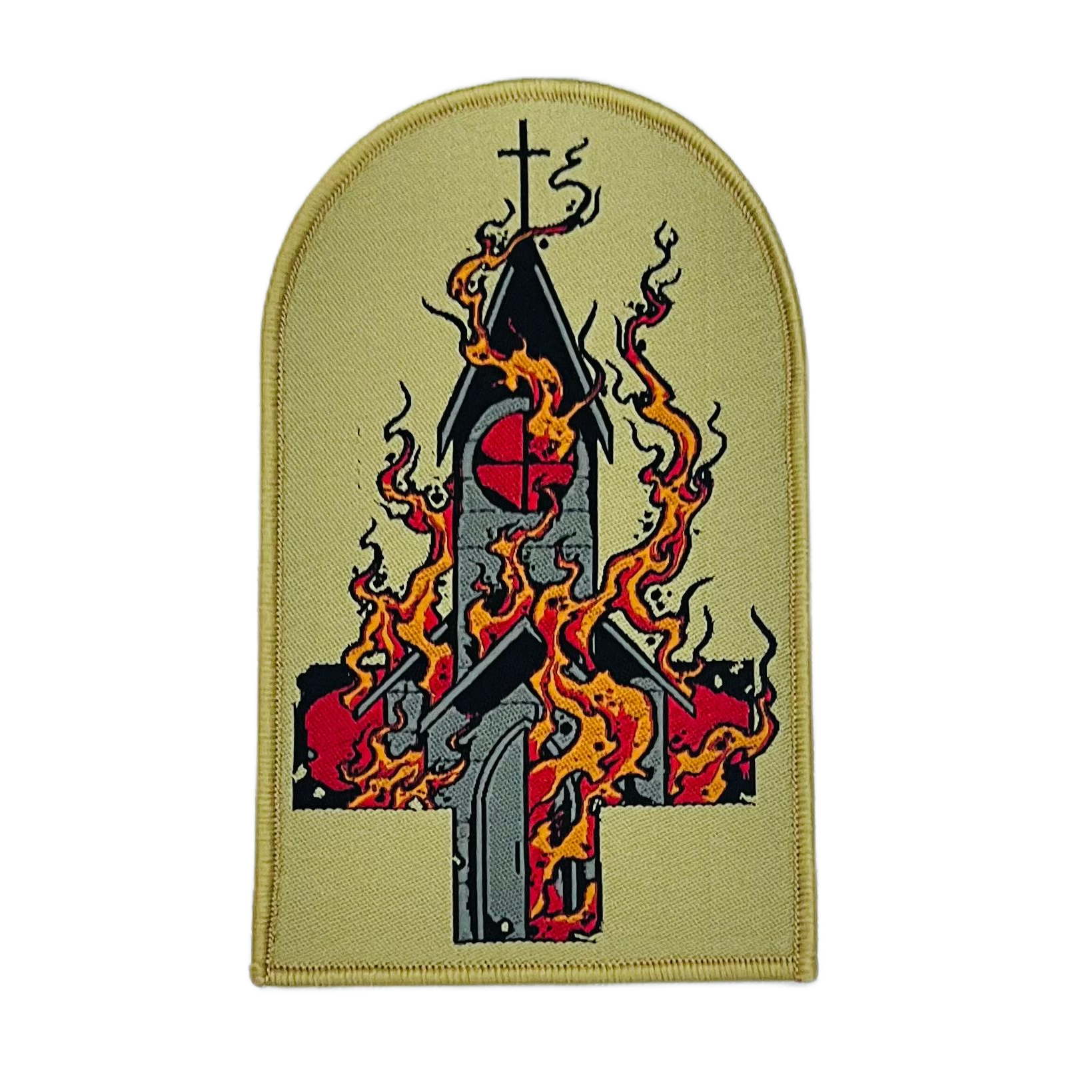 burn-your-local-church-patch-tombe-bordure-noire image 4