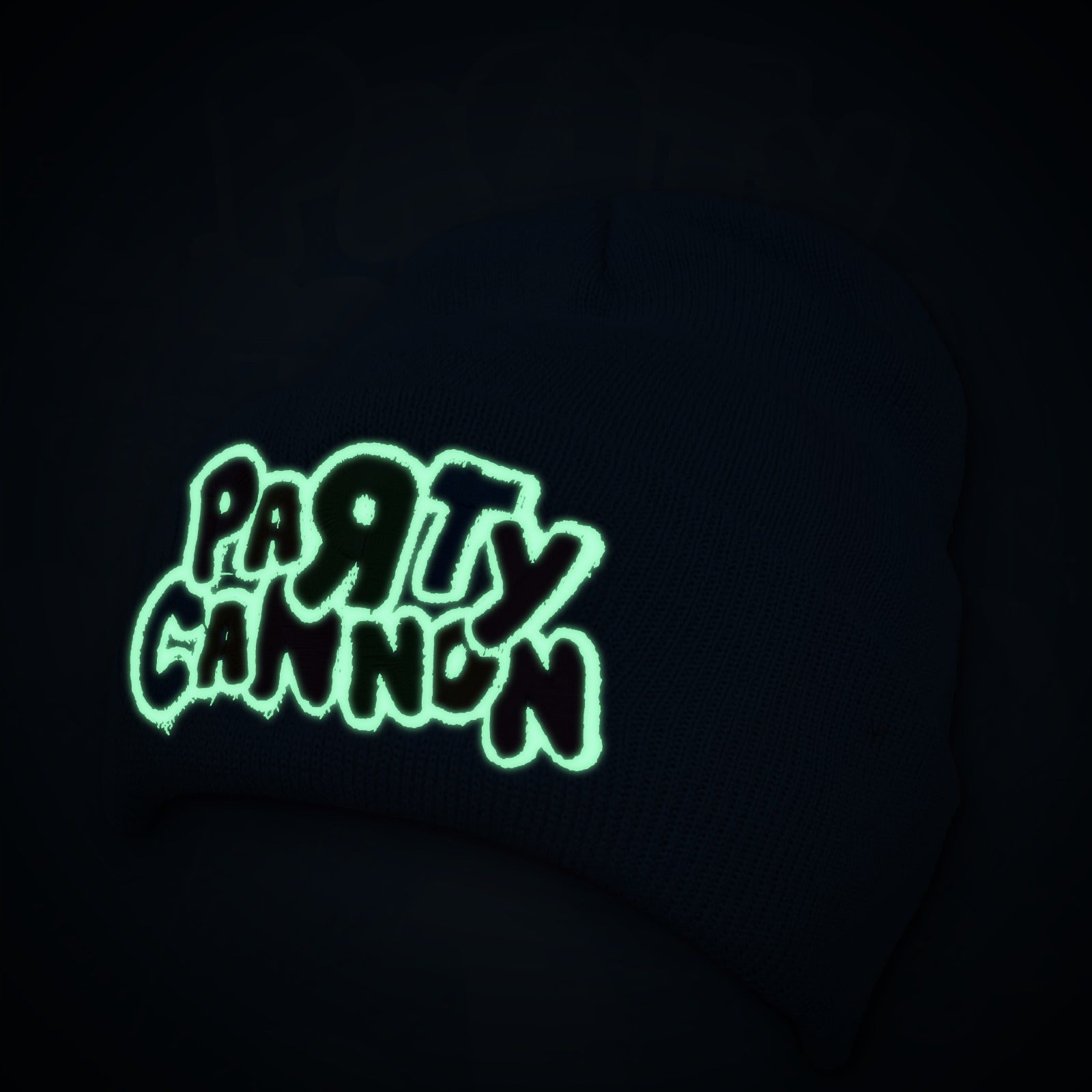 party-cannon-logo-bonnet-beanie-gris-clair-phosphorescent image 2