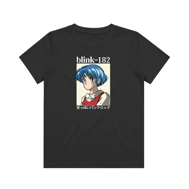 blink-182-anime-cheap-punk-rock-t-shirt-noir-graphique image 1