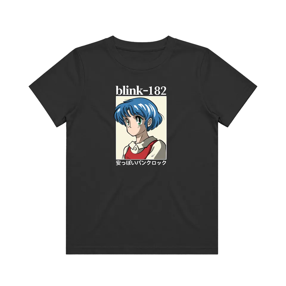 blink-182-anime-cheap-punk-rock-t-shirt-noir-graphique image 1
