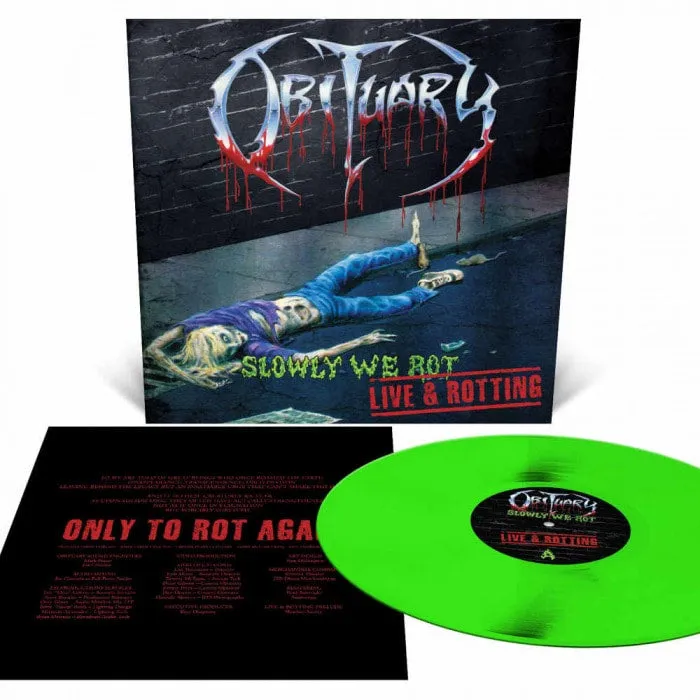obituary-slowly-we-rot-live-and-rotting-vinyle-lp-vert-slime image 1