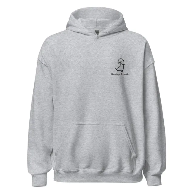 i-like-dogs-music-hoodie-sweat-capuche-noir-taille-l image 1