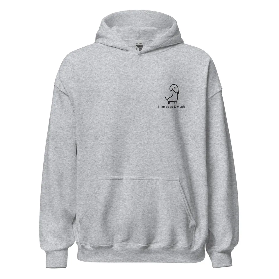 i-like-dogs-music-hoodie-sweat-capuche-noir-taille-l image 1