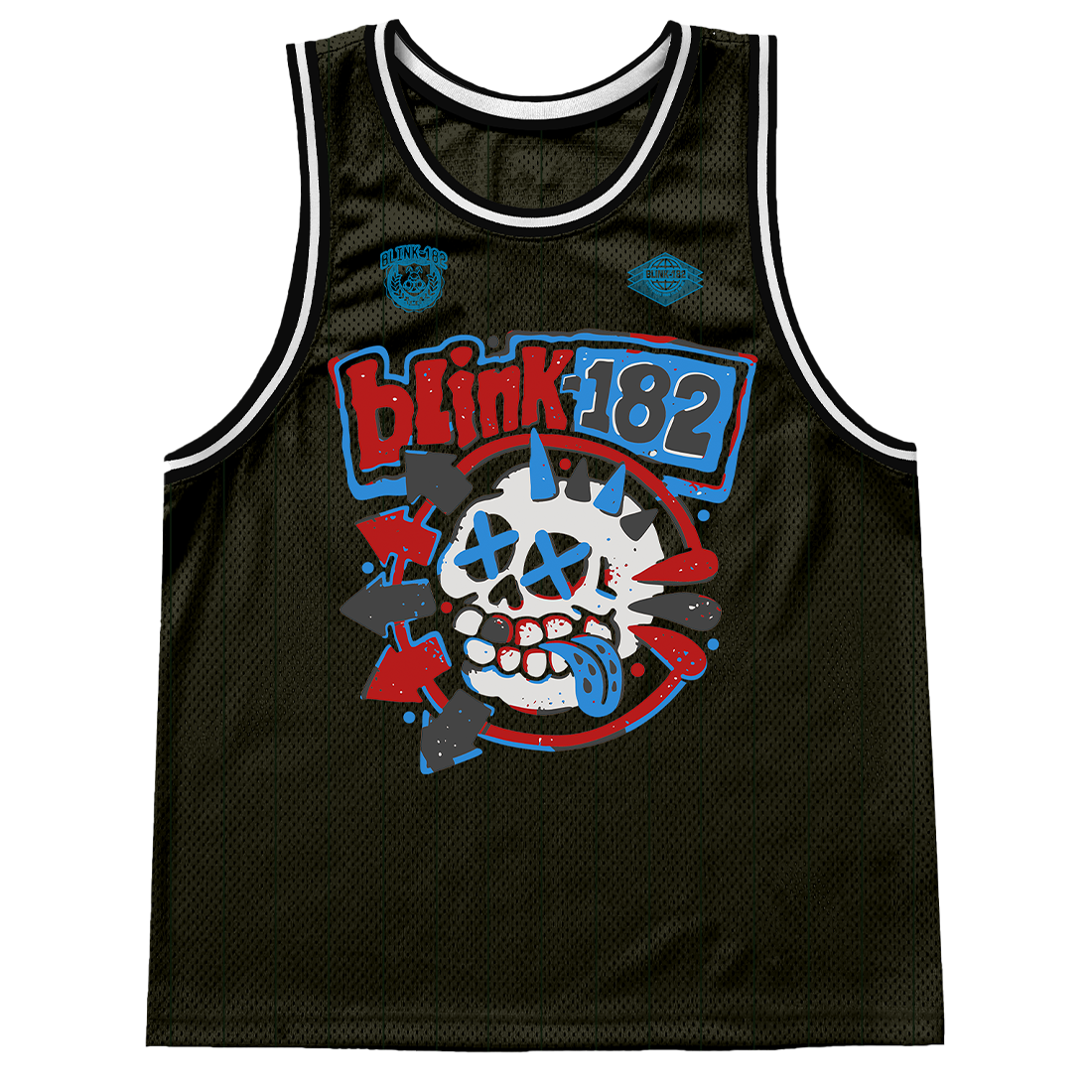 blink-182-skull-jersey-maillot-noir-imprim image 1