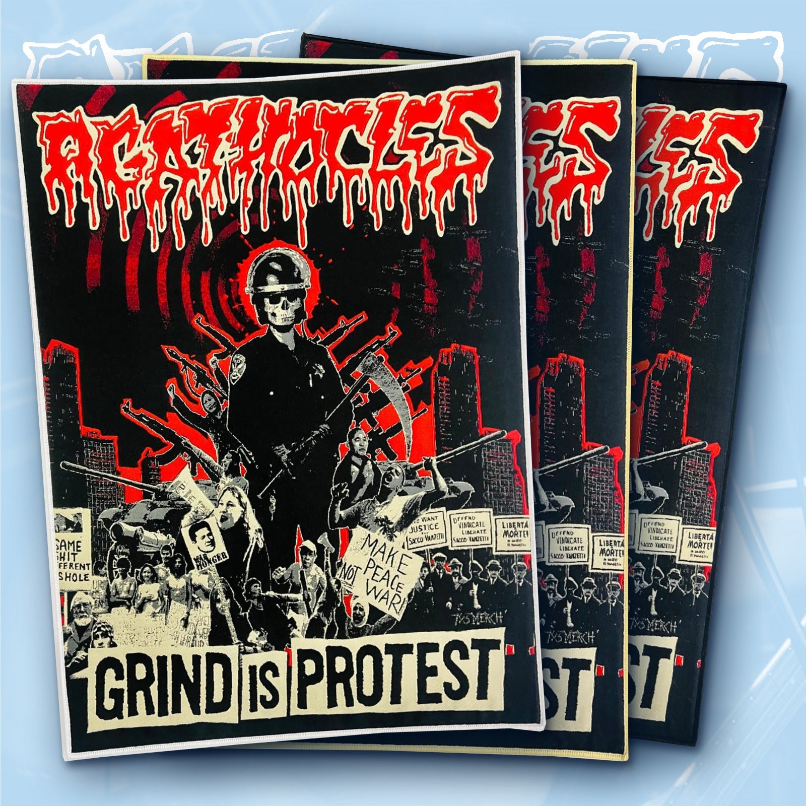 agathocles-grind-is-protest-backpatch-tiss-bordure-noire image 1