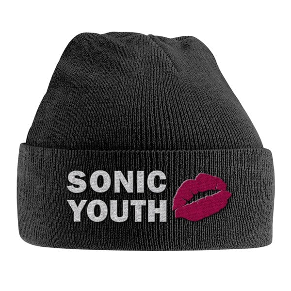 sonic-youth-lips-logo-bonnet-tricot-noir image 1