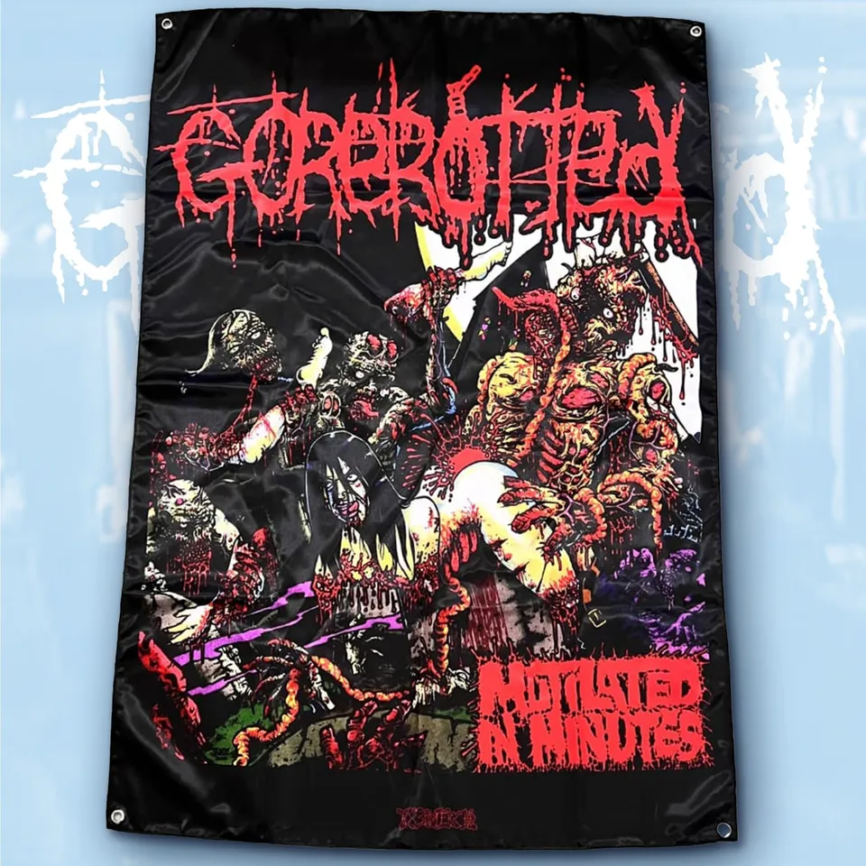 gorerotted-mutilated-in-minutes-drapeau-mural-tissu-100x70-cm image 1