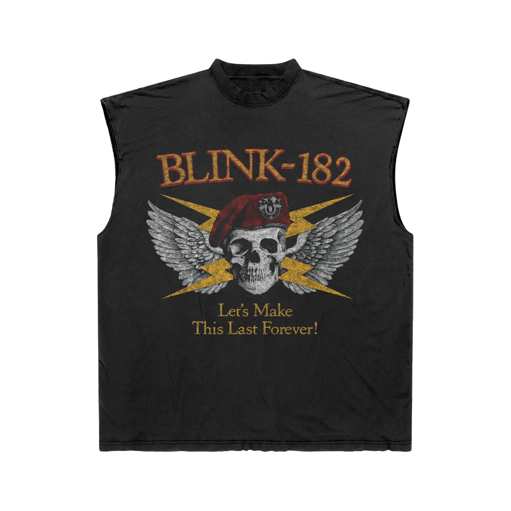 blink-182-travis-skull-bolt-muscle-tee-d-bardeur-noir image 1