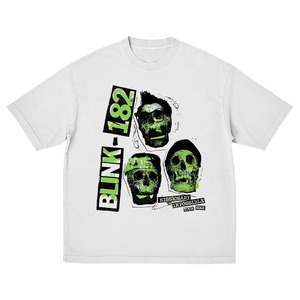 blink-182-white-skull-2025-tour-t-shirt-blanc-taille-m image 1