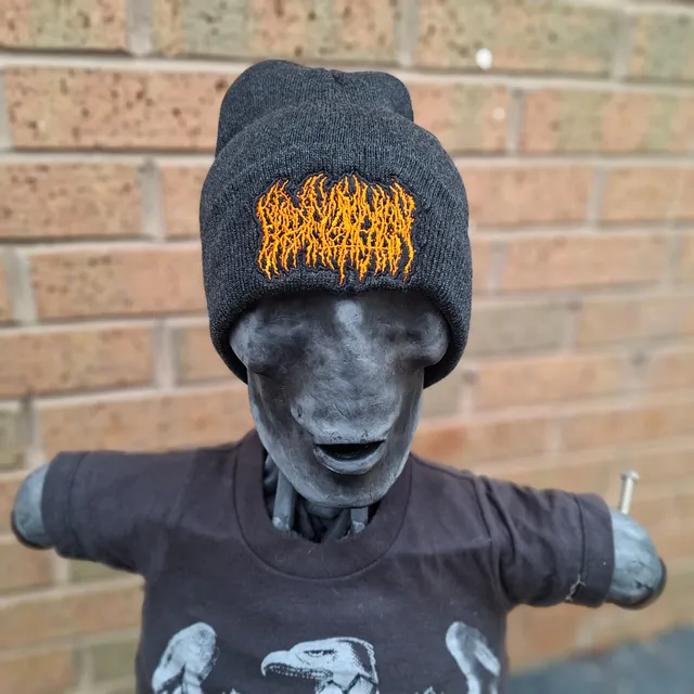 783punx-beanies-blood-incantation-logo-bonnet-gris-brod-orange image 1