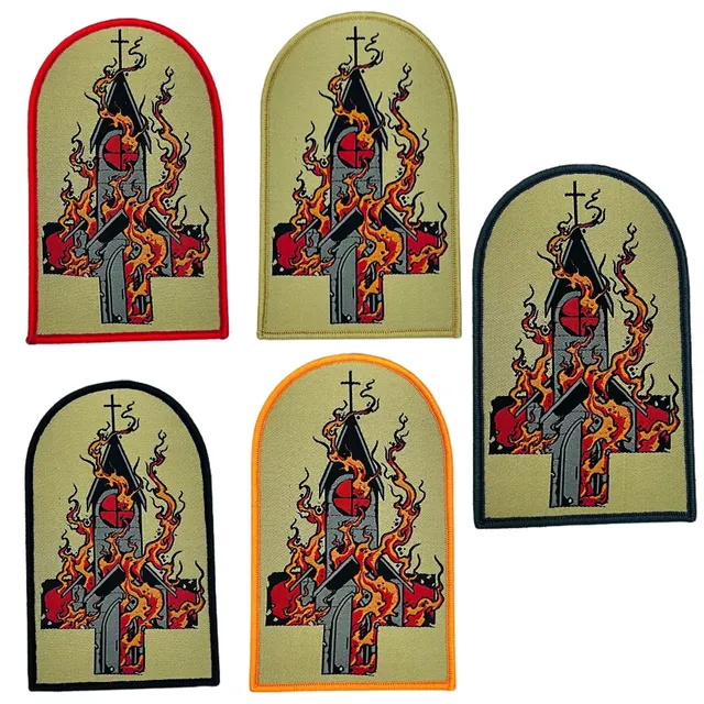 burn-your-local-church-patch-tombe-bordure-noire image 1