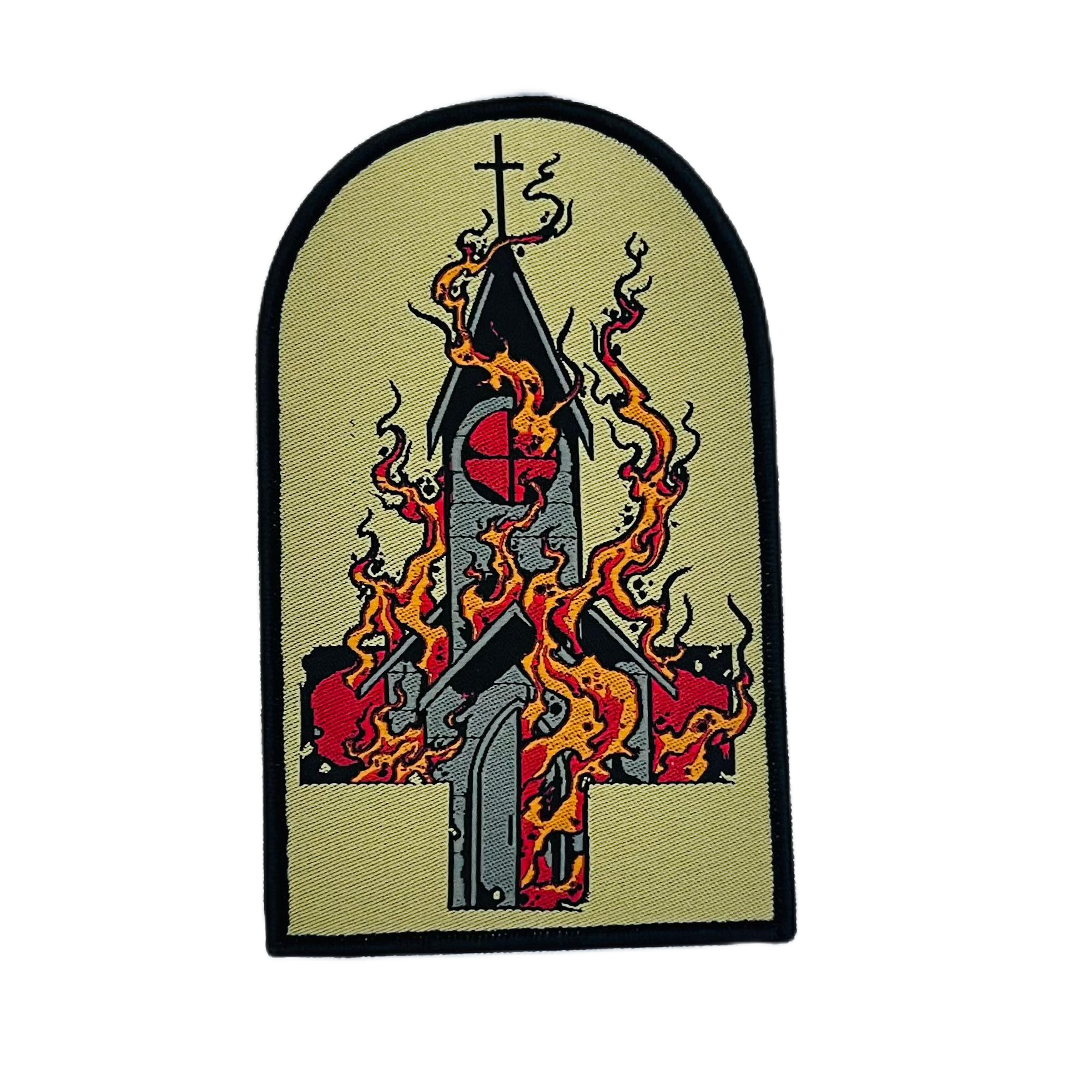 burn-your-local-church-patch-tombe-bordure-noire image 2