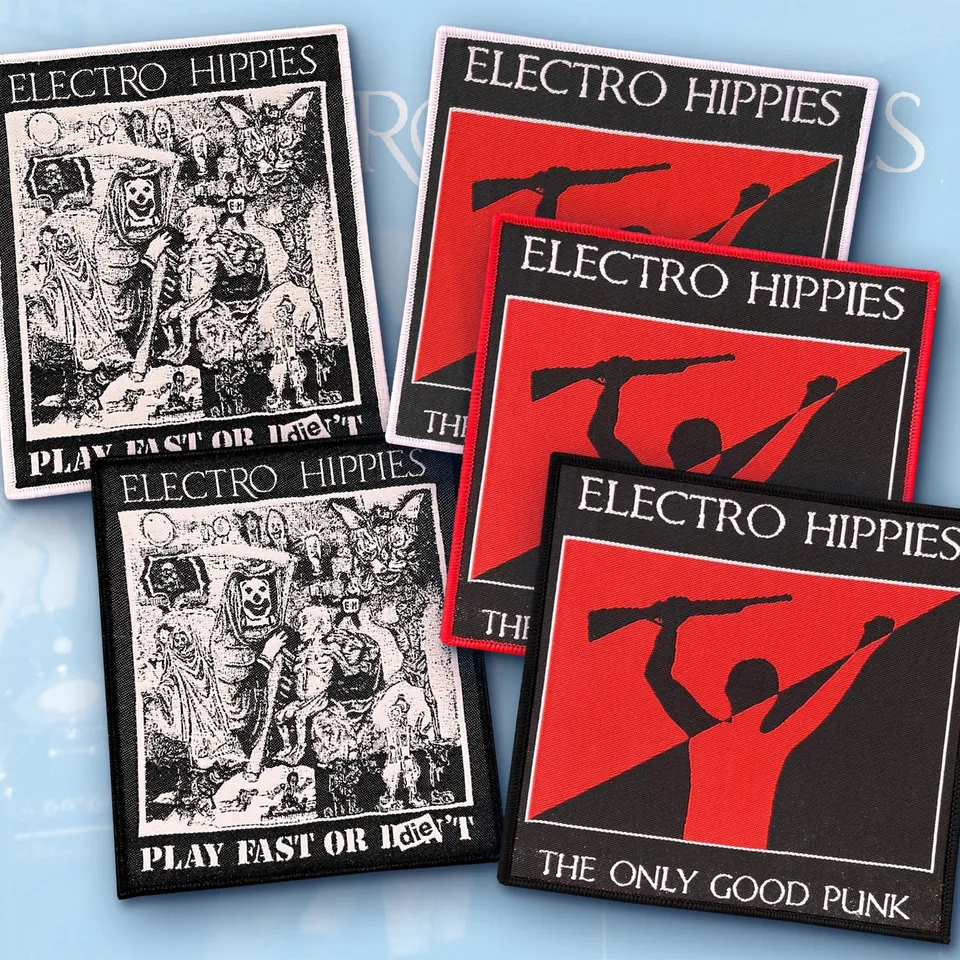 electro-hippies-play-fast-or-die-patch-tiss-bord-noir image 1