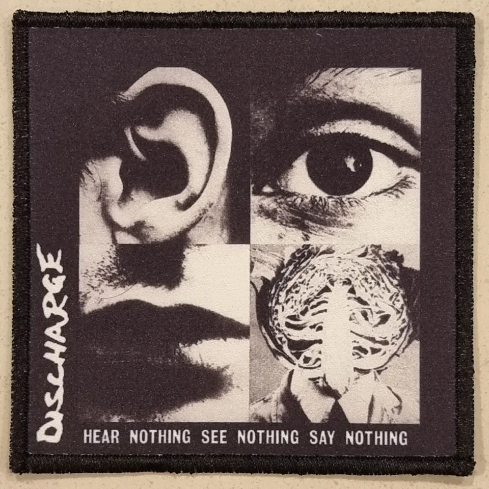 discharge-hear-nothing-patch-cusson-punk-coudre image 1
