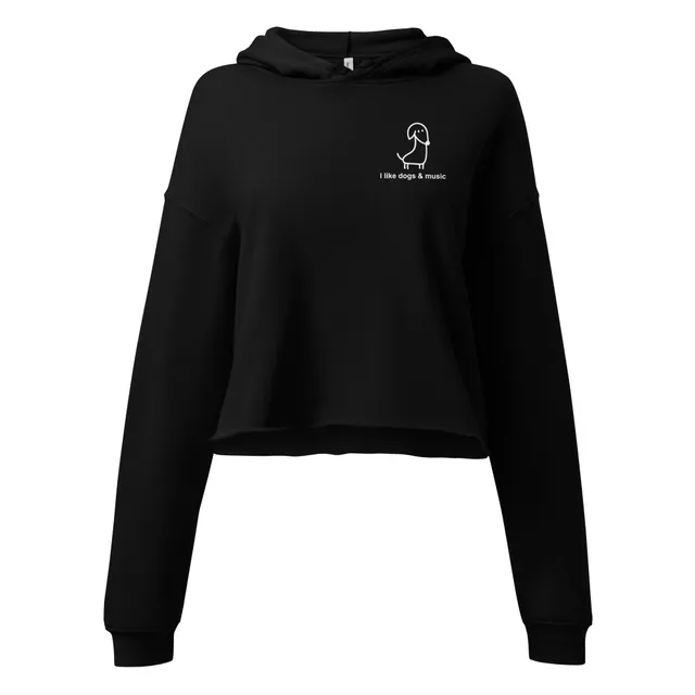 i-like-dogs-music-hoodie-crop-noir-coton-femme image 1