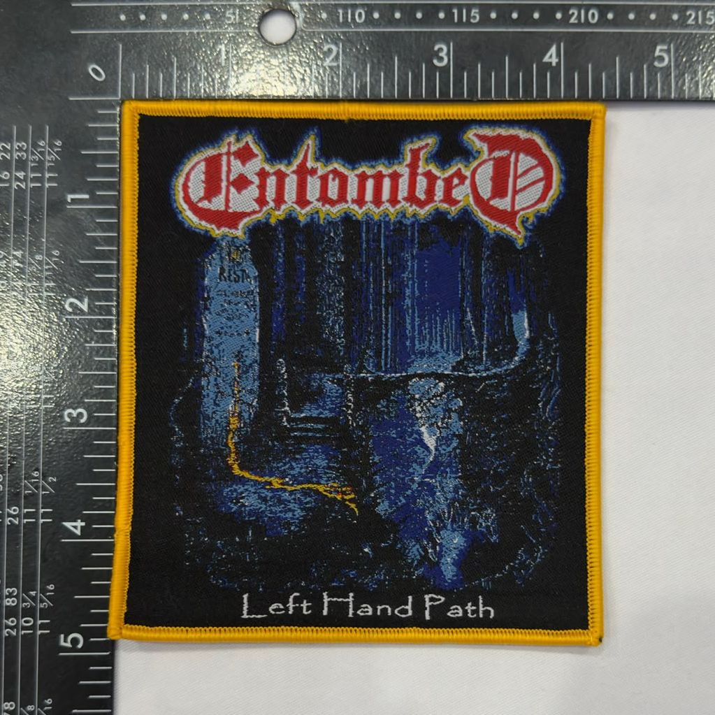 entombed-left-hand-path-patch-tiss-bordure-jaune-woven image 3