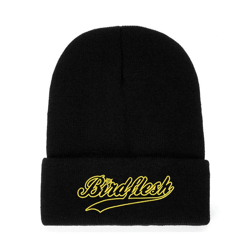 birdflesh-logo-bonnet-beanie-noir-brod-revers image 1