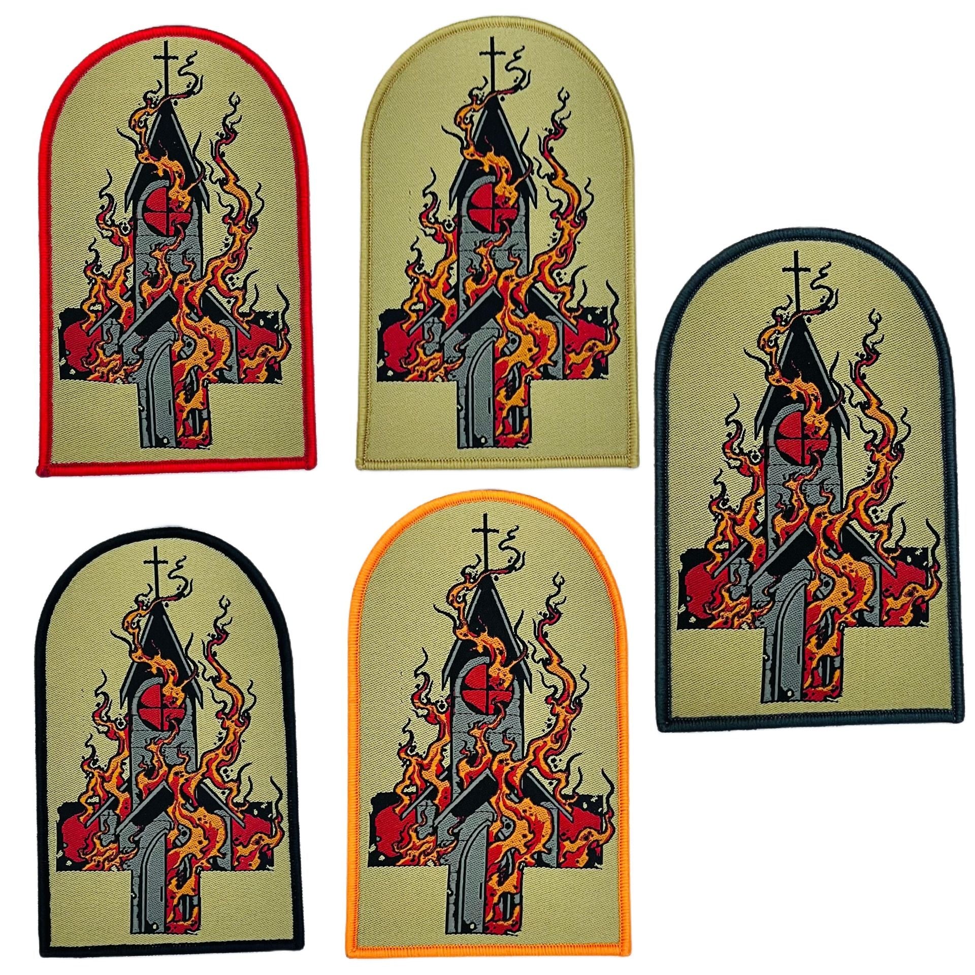 burn-your-local-church-patch-tombe-bordure-noire image 1
