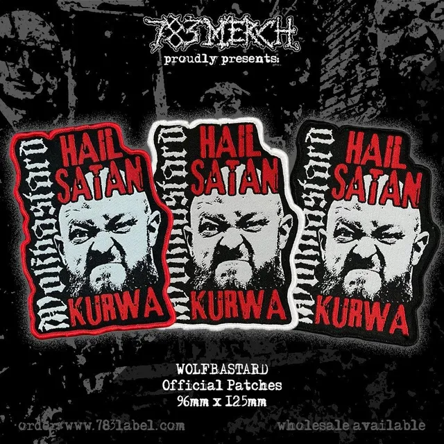 wolfbastard-hail-satan-kurwa-patch-tiss-bord-noir image 1