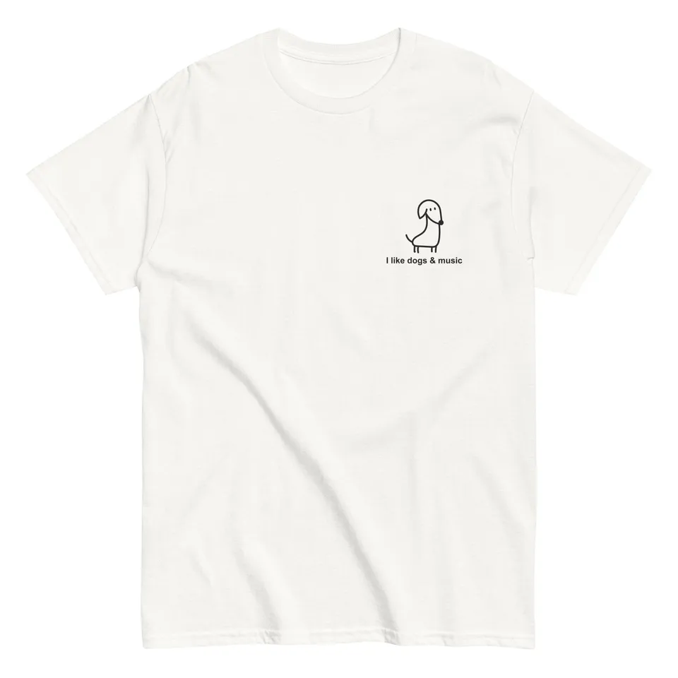 i-like-dogs-music-t-shirt-coton-blanc image 1
