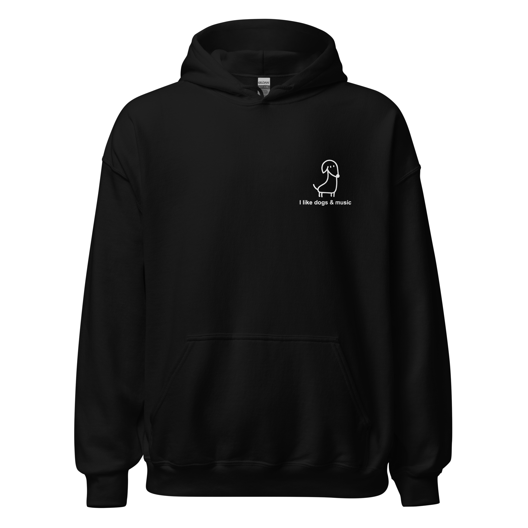 i-like-dogs-music-hoodie-sweat-capuche-noir-taille-l image 7