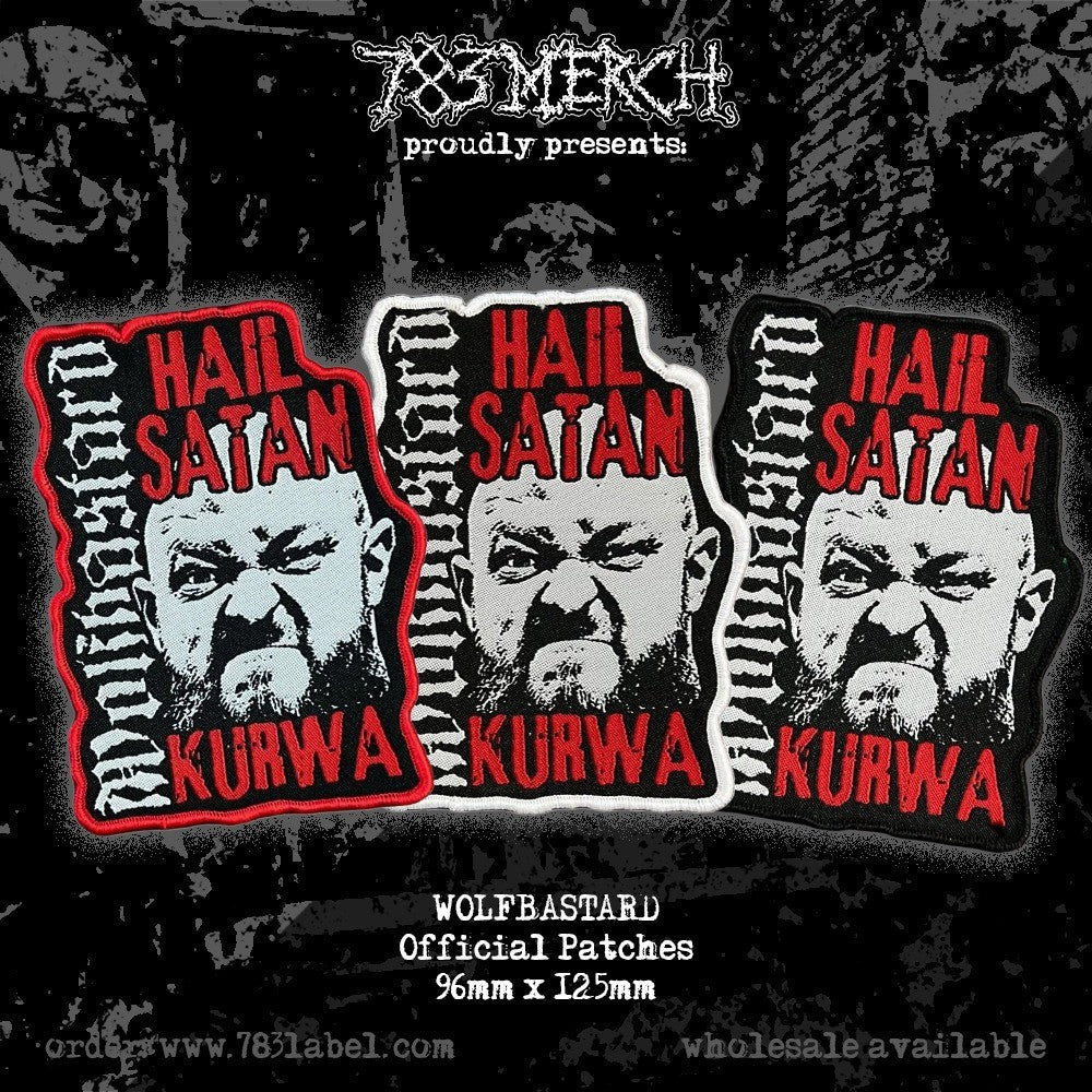 wolfbastard-hail-satan-kurwa-patch-tiss-bord-noir image 1