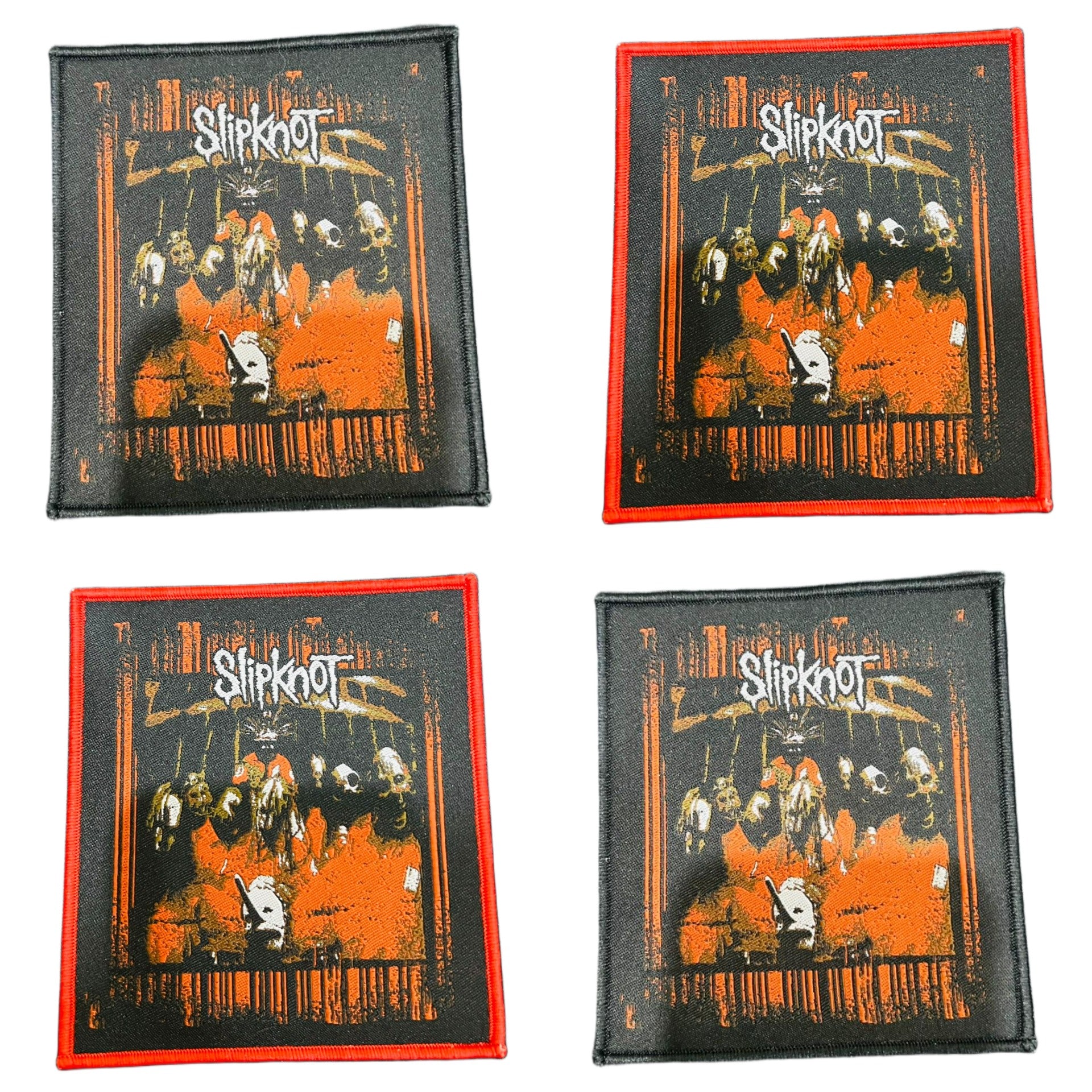 slipknot-woven-patch-cusson-tiss-bordure-rouge-logo image 1